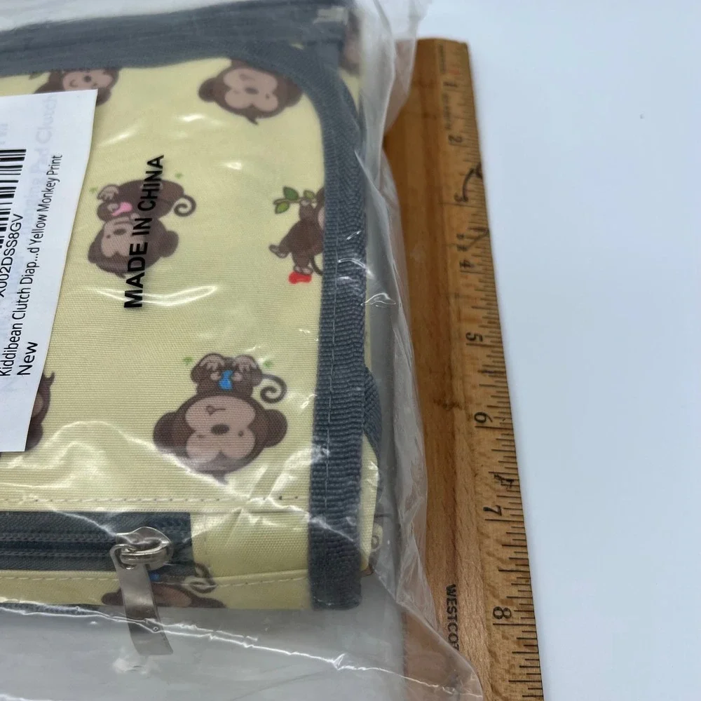 Kiddibean Diaper Changing Pad Unisex OS Yellow Monkey Print Portable Clutch New